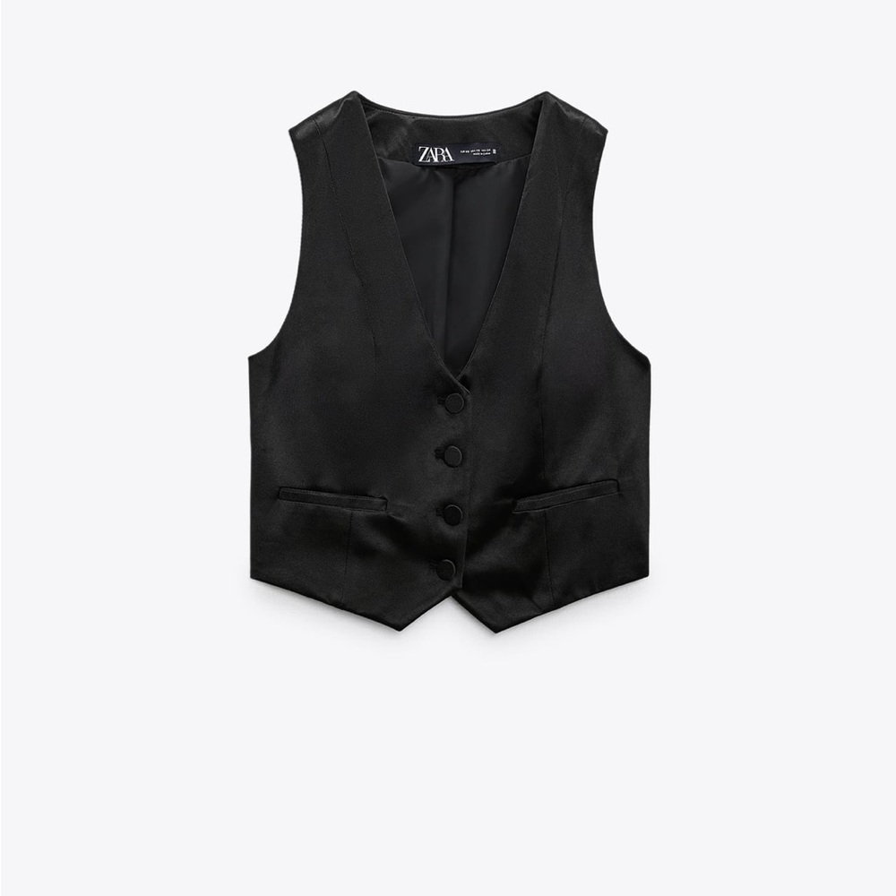 Zara Satin Black Vest NEVER WORN